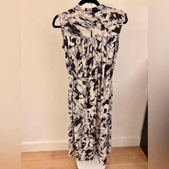LOUNIE Japan Abstract Print Midi Dress - Size 36 (US S) - Tie Waist & Pockets - Picture 4 of 12